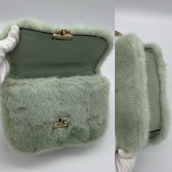 ❌SOLD❌Authentic Valentino Garavani rockstud Mink Fur chain shoulder bag - Picture 11 of 16